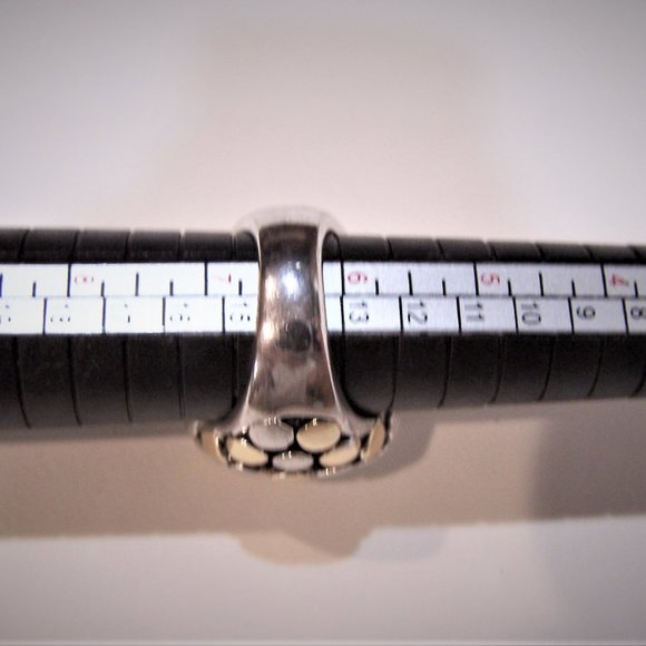 Dome Ring 18k Gold Filled Silver and Gold Toned - Picture 5 of 5